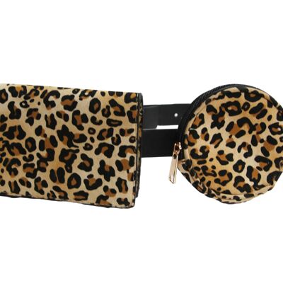 Brown Leopard Double Belt Bag