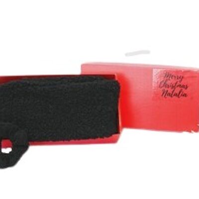 Schwarzes Haargummi-Schal-Set – in roter Geschenkbox mit Weihnachtsband