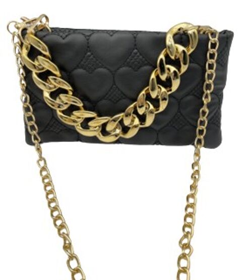 Black Heart Clutch With Chain