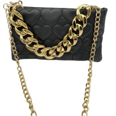 Black Heart Clutch With Chain