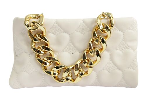 Nude Heart Clutch With Chain