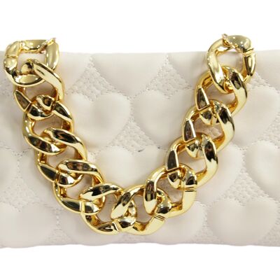 Nude Heart Clutch With Chain