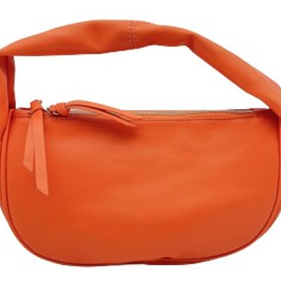 Orange Slouch Handle Faux Leather Bag