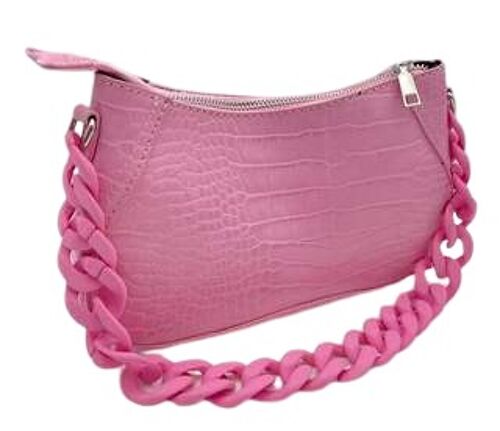 Pink Croc Shoulder bag with chain