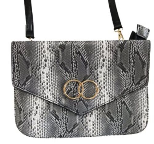 Snake Print Double Sided Bag With Double Circle