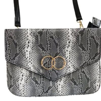 Snake Print Double Sided Bag With Double Circle