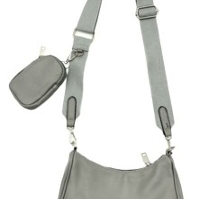 Bolso cruzado de PU gris con monedero