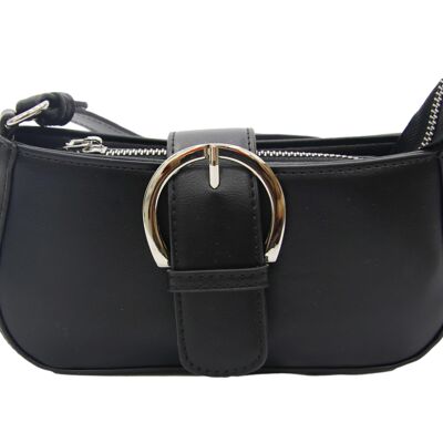 Black Buckle Front Bag