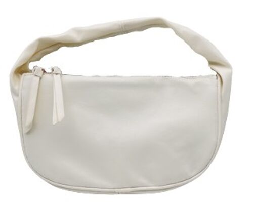 White Slouch Handle Faux Leather Bag