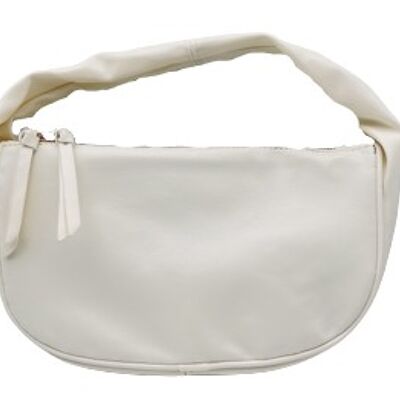 White Slouch Handle Faux Leather Bag