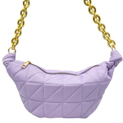 Lilac Quilted Slouch Bag with Chunky Chain Strap