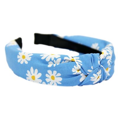 Blaues Gänseblümchen-Knoten-Stirnband