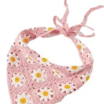 Pink Daisy Crochet Headband