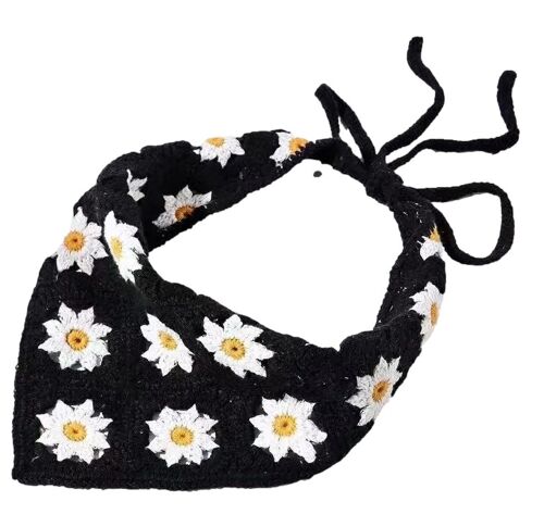 Black Daisy Crochet Headband