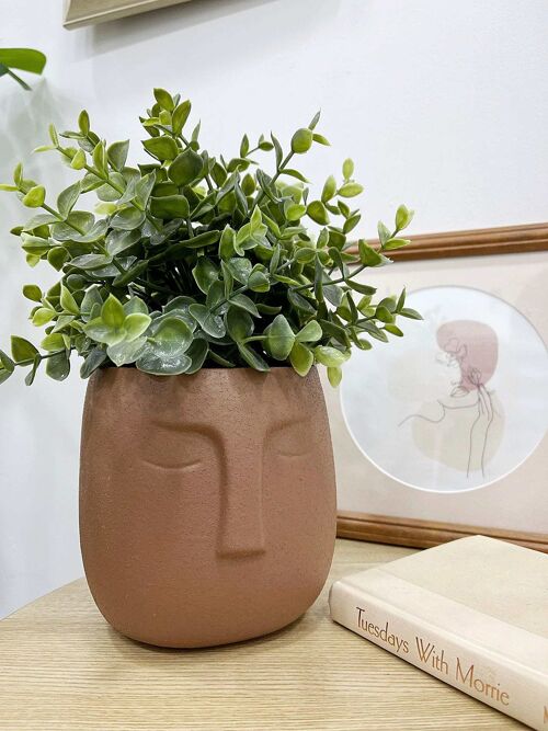 15cm Face Vase Tan