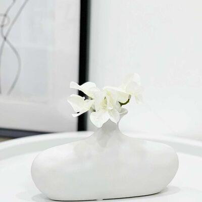 Wide Curved Vase White