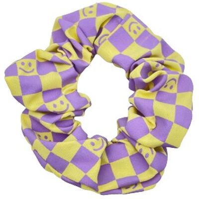 Lemon and Purple Check Scrunchie