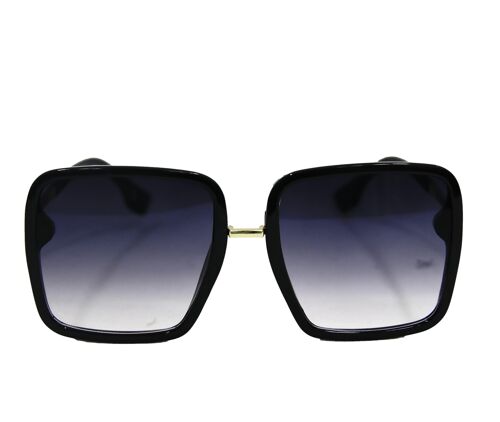 Black Oversized Frame Sunglasses with Gold Metal Arms