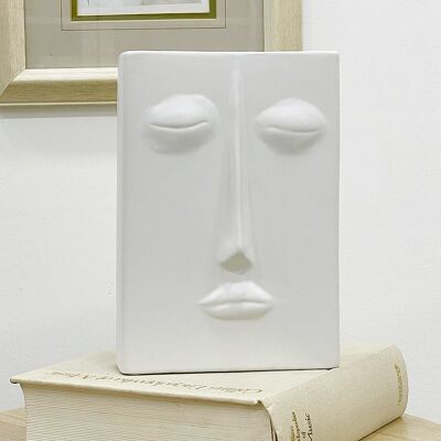 White Square Face Vase
