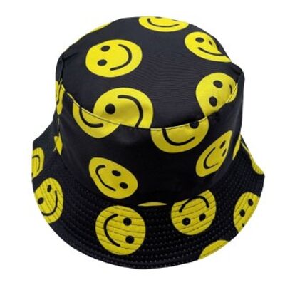 Black Smiley Bucket Hat