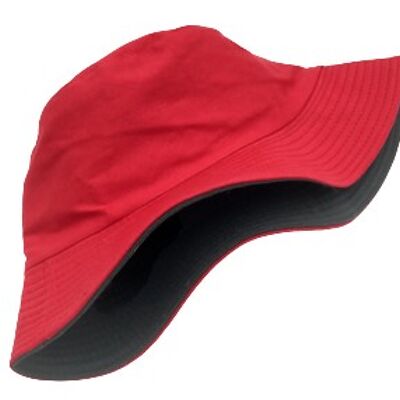 Cappello a secchiello reversibile rosso e nero