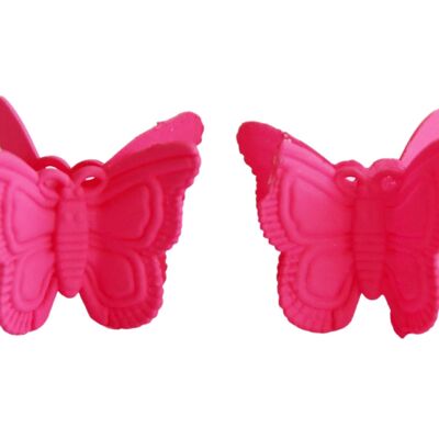 Fuchsia 2 Pcs Butterfly Hairclip