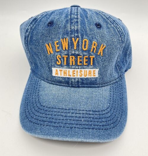 Blue Washed Denim Cap with New York Street Athleisure Embroidery