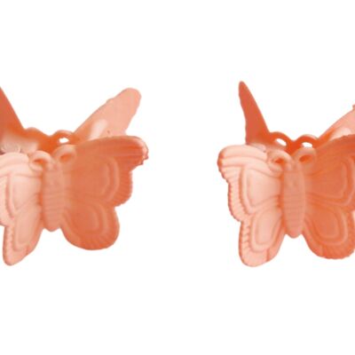 Peach 2 pcs Butterfly Hairclip