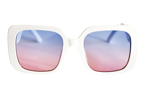 White Frame Blue Pink Lenses Sunglasses