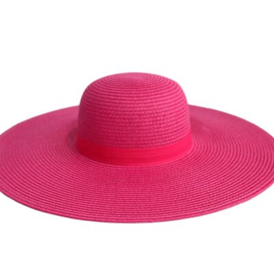 Cappello di paglia floscio fucsia