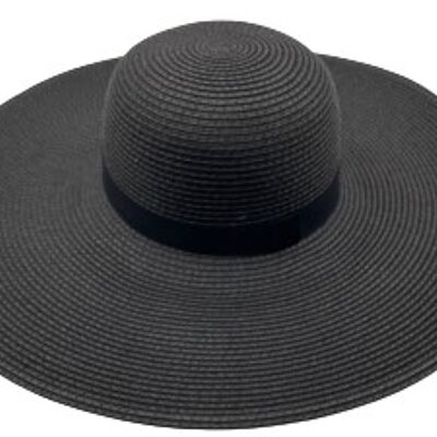 Sombrero de paja flexible negro
