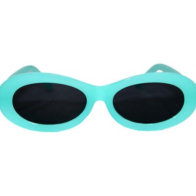Aquafarbene Sonnenbrille mit abgerundetem Rahmen