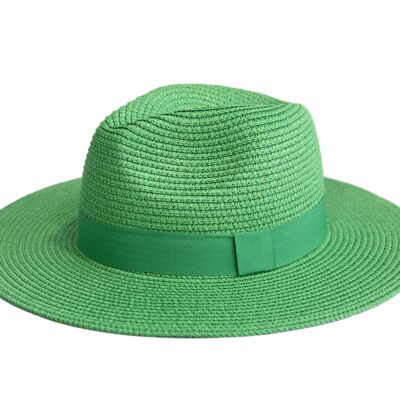 Sombrero Fedora verde con banda de poliéster tonal