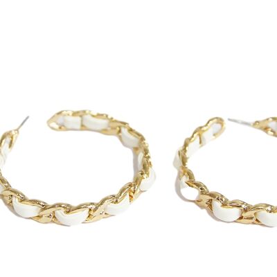 White PU chain and link earrings