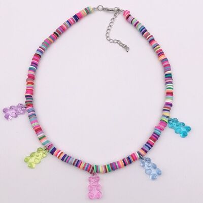 Multi Teddy Bear Beaded Necklace