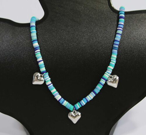 Blue Heart Beaded Necklace