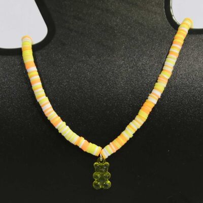 Lemon Beaded Teddy Bear Necklace