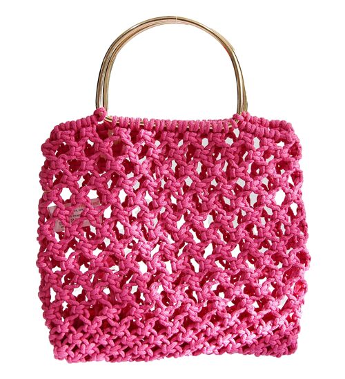Fuchsia Tote with Gold Metal Handles