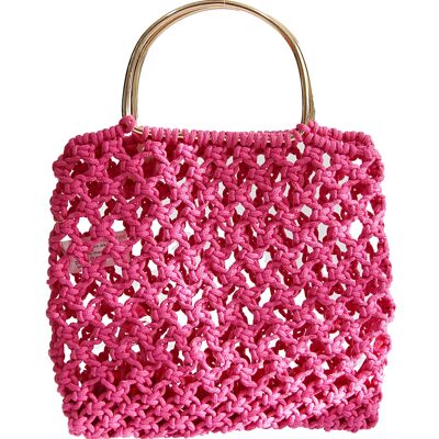 Fuchsia Tote with Gold Metal Handles