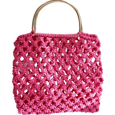 Fuchsia Tote with Gold Metal Handles
