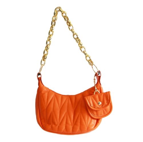 Orange Shoulder bag with Pouch