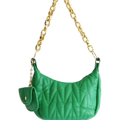 Bolso de hombro esmeralda con bolsa