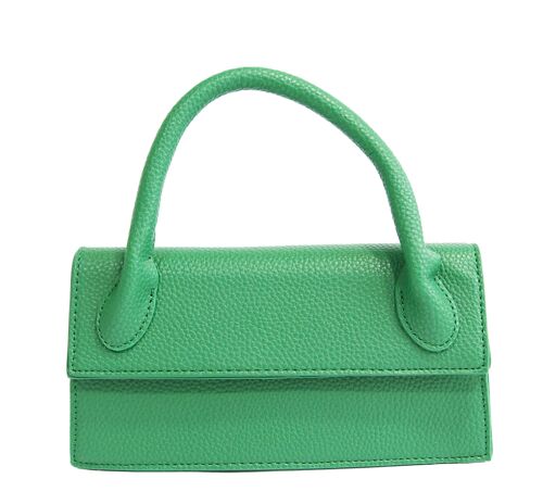 Green Rectangle bag with Structured Handle and Long Strap