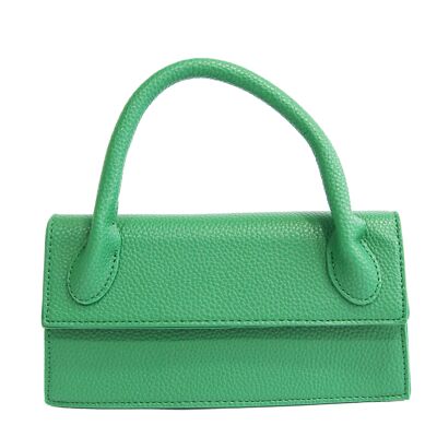 Green Rectangle bag with Structured Handle and Long Strap