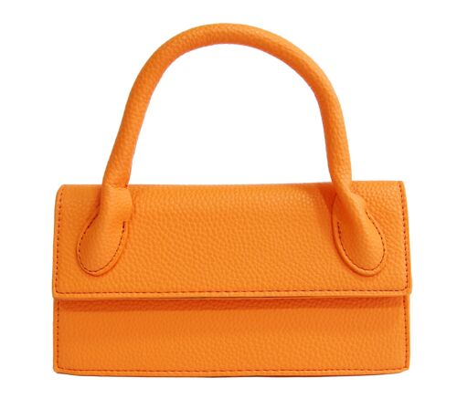 Orange Rectangle bag with Structured Handle and Long Strap