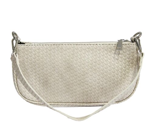 Cream Woven PU Shoulder Bag