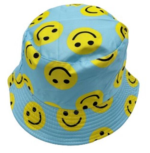 Light Blue Smiley Bucket Hat