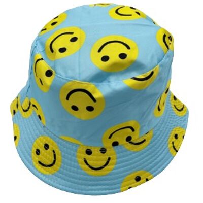 Cappello a secchiello con smiley azzurro