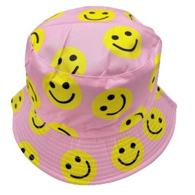 Light Pink Smiley Bucket Hat