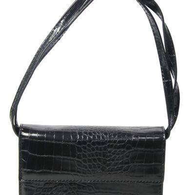 Black Pu Croc Crossbody Bag